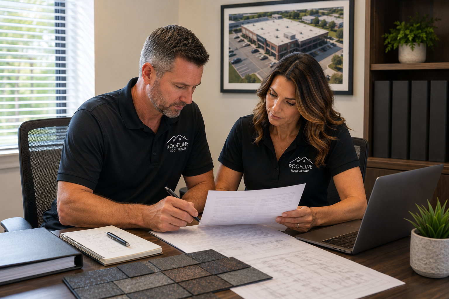 Business owners reviewing documents together for business planning and legal guidance